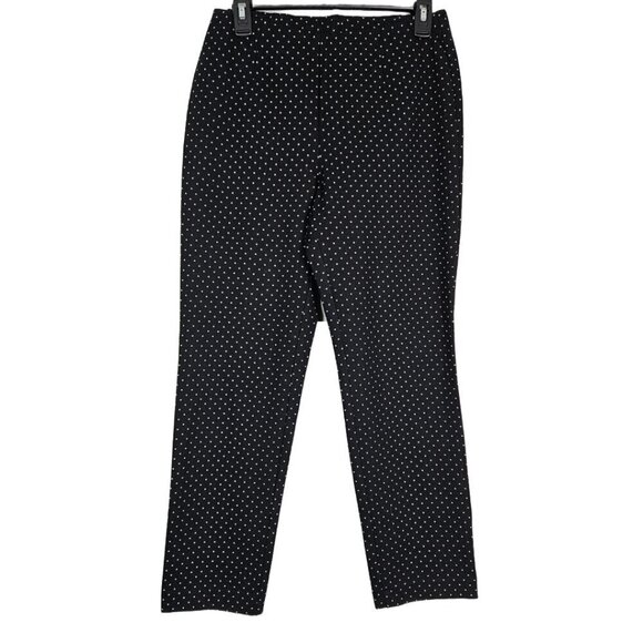 J. Jill Pants - J. Jill Ponte Slim Leg Stretch Pull On Ankle Pant Black/White Dot S Petite